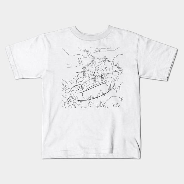 White Water Rafting Stick Kids T-Shirt by Rick714